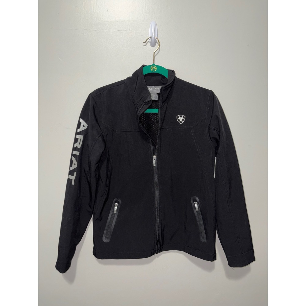 Ariat Youth Softshell Jacket Black Full Zip Coat XL 14
